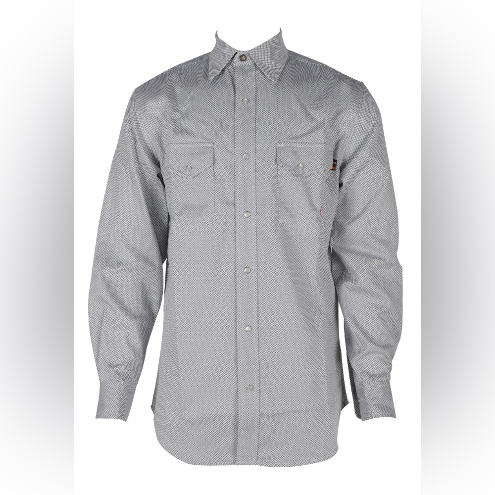 FORGE FR MEN'S Grey Double Pocket PLAID LONG SLEEVE SNAPS SHIRT